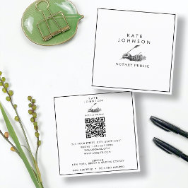 Modern Notary Signing Agent Feather Quill Logotyp Fyrkantigt Visitkort