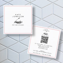 Modern Notary Signing Agent Feather Quill Logotyp Fyrkantigt Visitkort