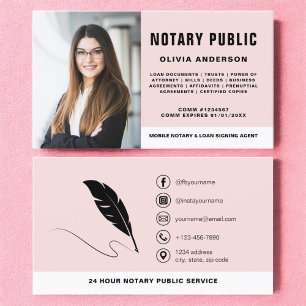 Modern Notary Signing Agent Photo Rosa Visitkort