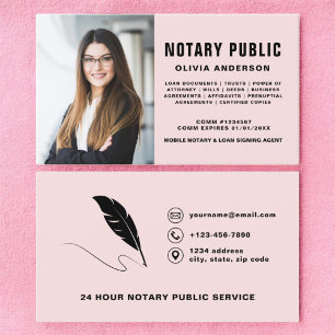Modern Notary Signing Agent Photo Rosa Visitkort