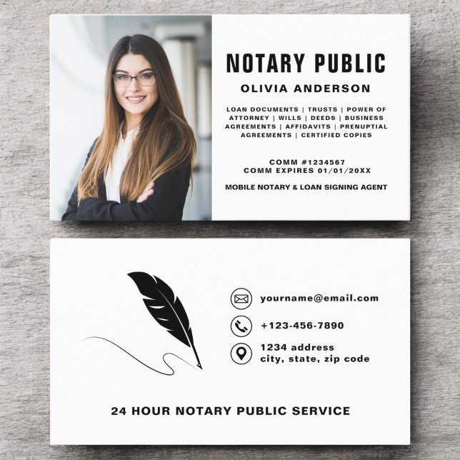 Modern Notary Signing Agent Photo Visitkort (Skapare uppladdad)