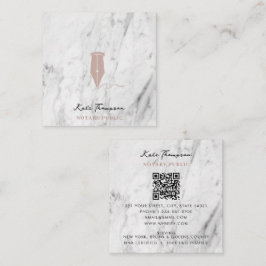 Modern Notary Signing Agent QR Code Marble Pink Fyrkantigt Visitkort