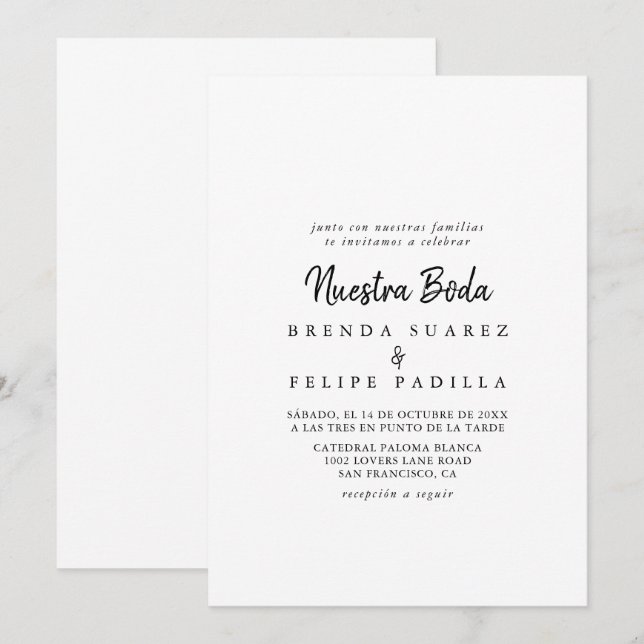 Modern Nuestra Boda Bröllop Inbjudningar (Fram/baksida)