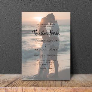 Modern Nuestra Boda Fotografibröllop på spanska Inbjudningar