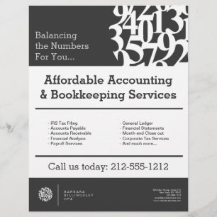 Modern Numbers Logotyp II Accountant Grått Reklamblad