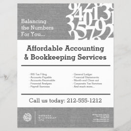 Modern Numbers Logotyp Linen Accountant Reklamblad