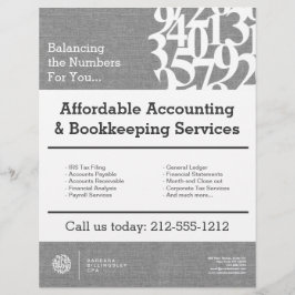 Modern Numbers Logotyp Linen Accountant Reklamblad