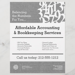 Modern Numbers Logotyp Linen Accountant Reklamblad