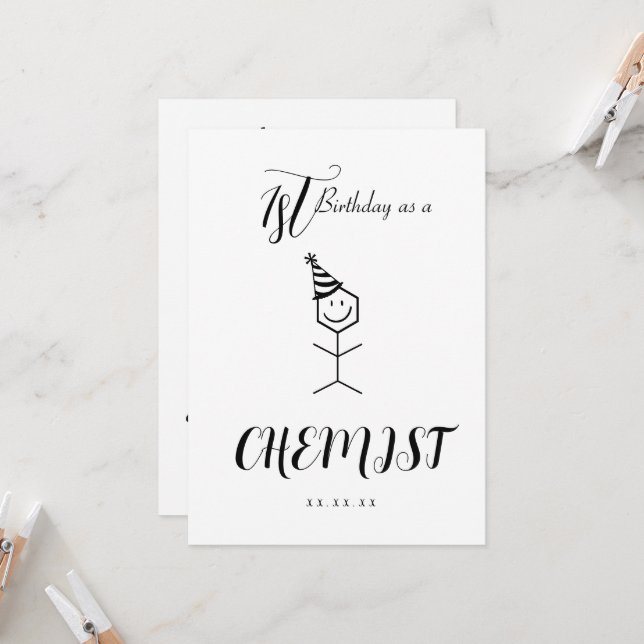 Modern nuny Chemist farmaceut-födelsedagskort Inbjudningar (Fram/Back In Situ)