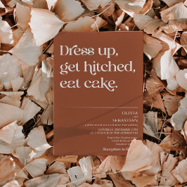 Modern nuny minimal typografi Terracotta Bröllop Inbjudningar