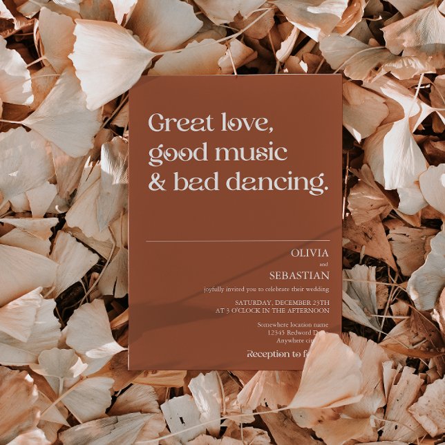 Modern nuny minimal typografi Terracotta Bröllop Inbjudningar (Skapare uppladdad)