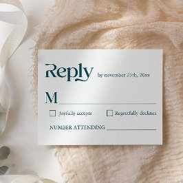 Modern nuny, minimalistisk skript Deep Teal Bröllo OSA Kort