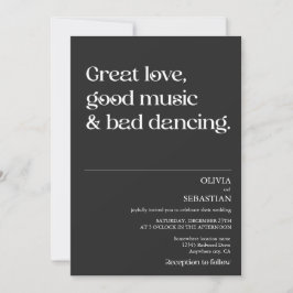 Modern nuny, minimalistisk typografi, svart Bröllo Inbjudningar