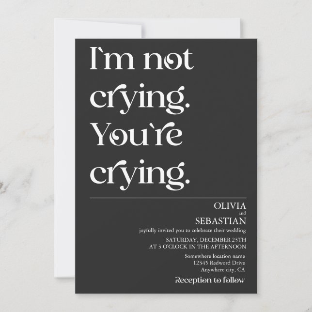 Modern nuny, minimalistisk typografi, svart Bröllo Inbjudningar (Framsida)