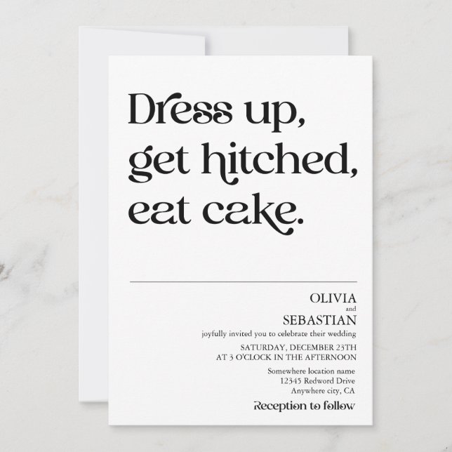 Modern nuny, minimalistisk typografi Vit Bröllop Inbjudningar (Framsida)
