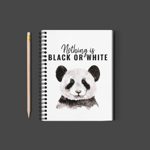 Modern nuny Panda Black and White med citat Anteckningsbok