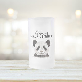 Modern nuny Panda Black and White med citat Frostat Ölglas