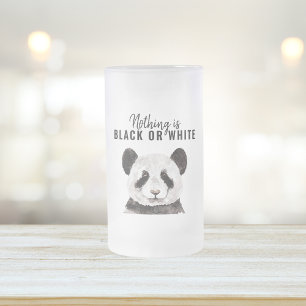 Modern nuny Panda Black and White med citat Frostat Ölglas