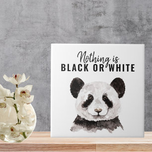 Modern nuny Panda Black and White med citat Kakelplatta