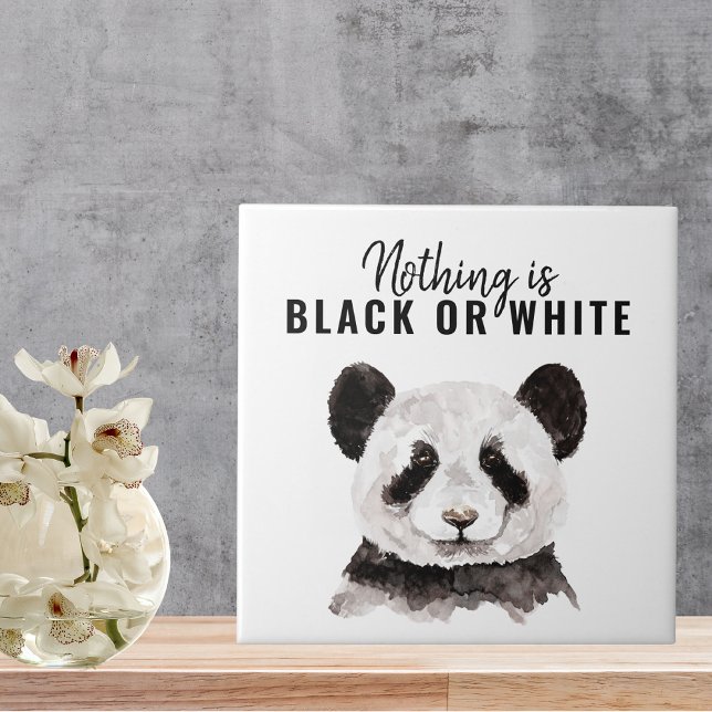 Modern nuny Panda Black and White med citat Kakelplatta (Skapare uppladdad)