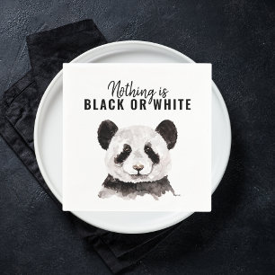 Modern nuny Panda Black and White med citat Pappersservett
