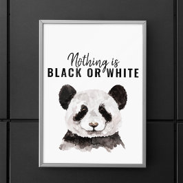 Modern nuny Panda Black and White med citat Poster
