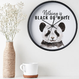 Modern nuny Panda Black and White med citat Rund Klocka