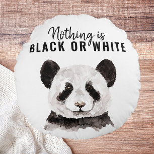 Modern nuny Panda Black and White med citat Rund Kudde