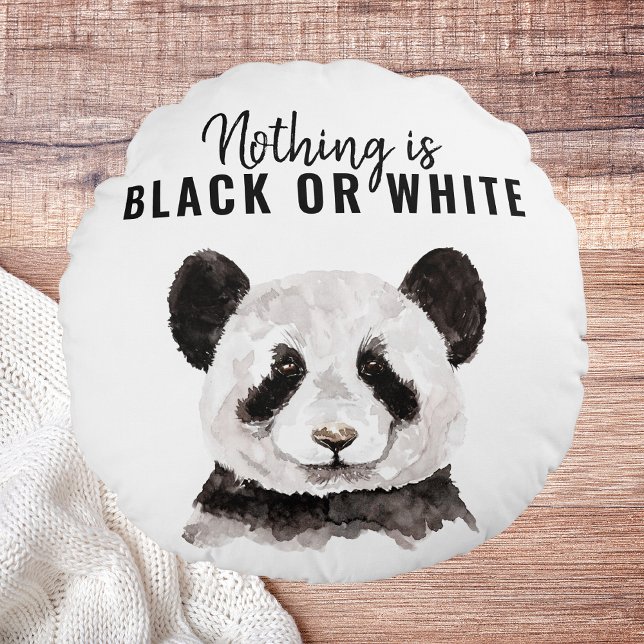 Modern nuny Panda Black and White med citat Rund Kudde (Skapare uppladdad)