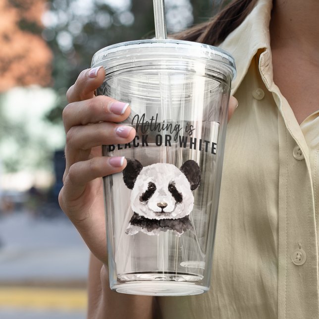 Modern nuny Panda Black and White med citat Take Away Mugg (Skapare uppladdad)