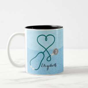 Modern Nurse Medical Doktor Student Monogram Två-Tonad Mugg