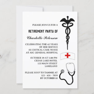 Modern Nurse Pension Party Inbjudningar