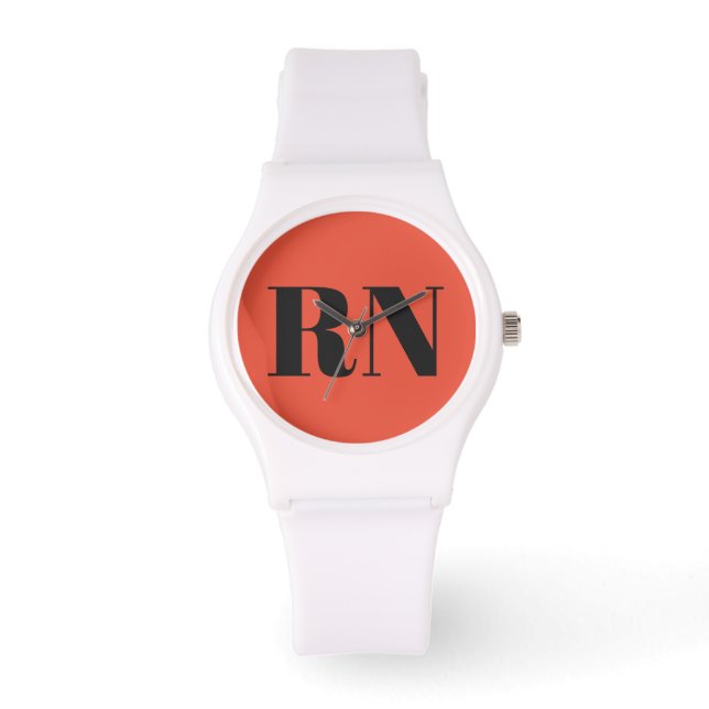 Modern Nurse RN Orange Terracotta Anpassningsbar Armbandsur (Framsida)