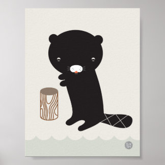 Modern Nursery Bäver Poster - 28 cm x 21,5 cm