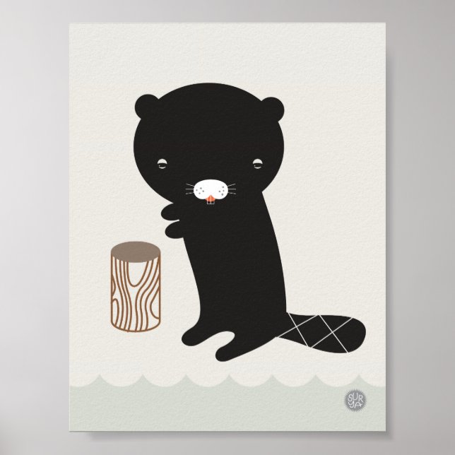 Modern Nursery Bäver Poster - 28 cm x 21,5 cm (Framsidan)