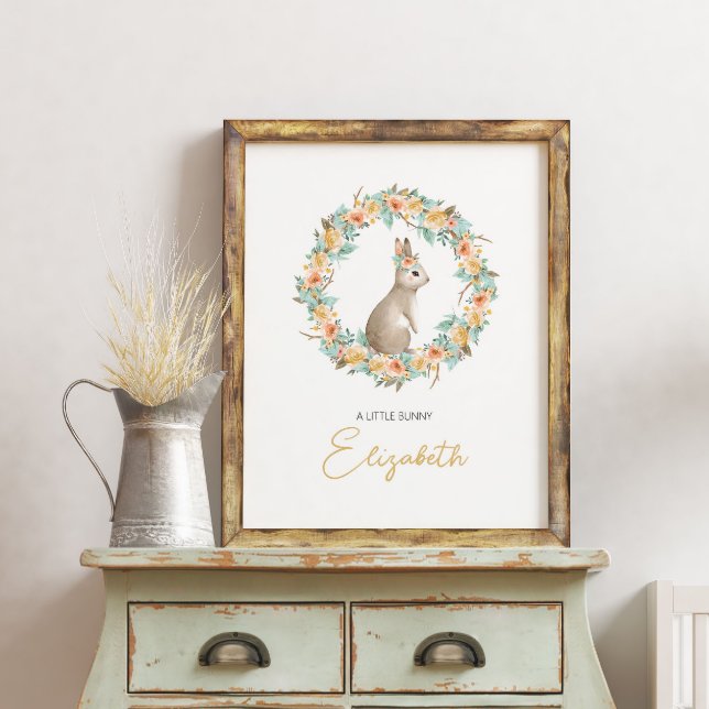 Modern Nursery Namn Rabbit Woodland Wall Art Poster (Skapare uppladdad)