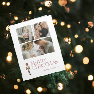 Modern Nutcracker God jul 3-familjfoto Kort