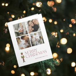 Modern Nutcracker God jul 4-familjfoto Kort
