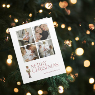 Modern Nutcracker God jul 4-familjfoto Kort
