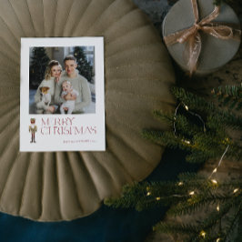 Modern Nutcracker God jul Photo Typography Helg Vykort