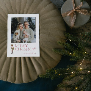 Modern Nutcracker God jul Photo Typography Helg Vykort