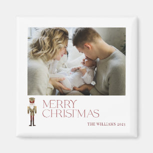 Modern Nutcracker God jul Photo Typography Magnet