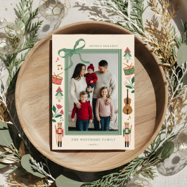 Modern Nutcracker-julfack Ribbon Photo Ram Julkort