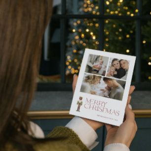 Modern Nutcracker Merry Typography 3 Photo Julkort