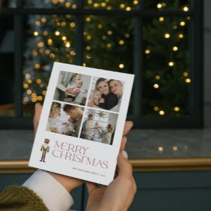 Modern Nutcracker Merry Typography 4 Photo Julkort