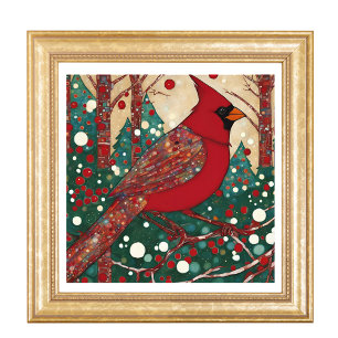 Modern nutida julkardinal Red Bird Fototryck