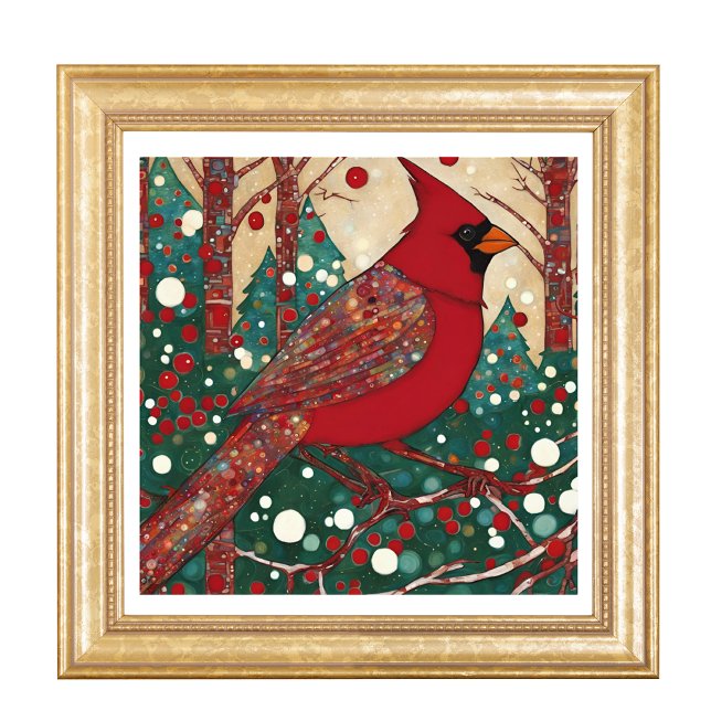 Modern nutida julkardinal Red Bird Fototryck (Skapare uppladdad)