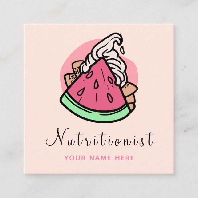 Modern Nutritionist Dietitian Fruit Social Media Fyrkantigt Visitkort (Framsida)