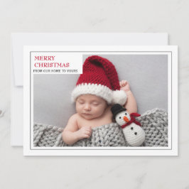 Modern Ny Bebis Familj Foto God Jul Högtid Julkort