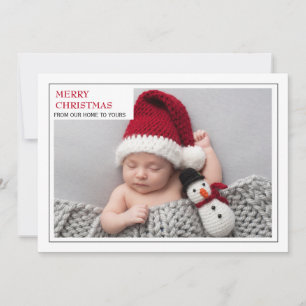 Modern Ny Bebis Familj Foto God Jul Högtid Julkort